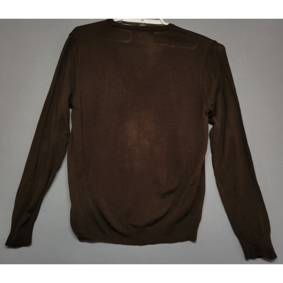 Vintage Di Costa Sweater Womens L Brown Embroidered Bear V-Neck Long Sleeves 70s - Picture 16 of 16